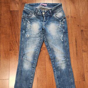 Lanvin Paris women's cotton low rise blue skinny jeans in size 29